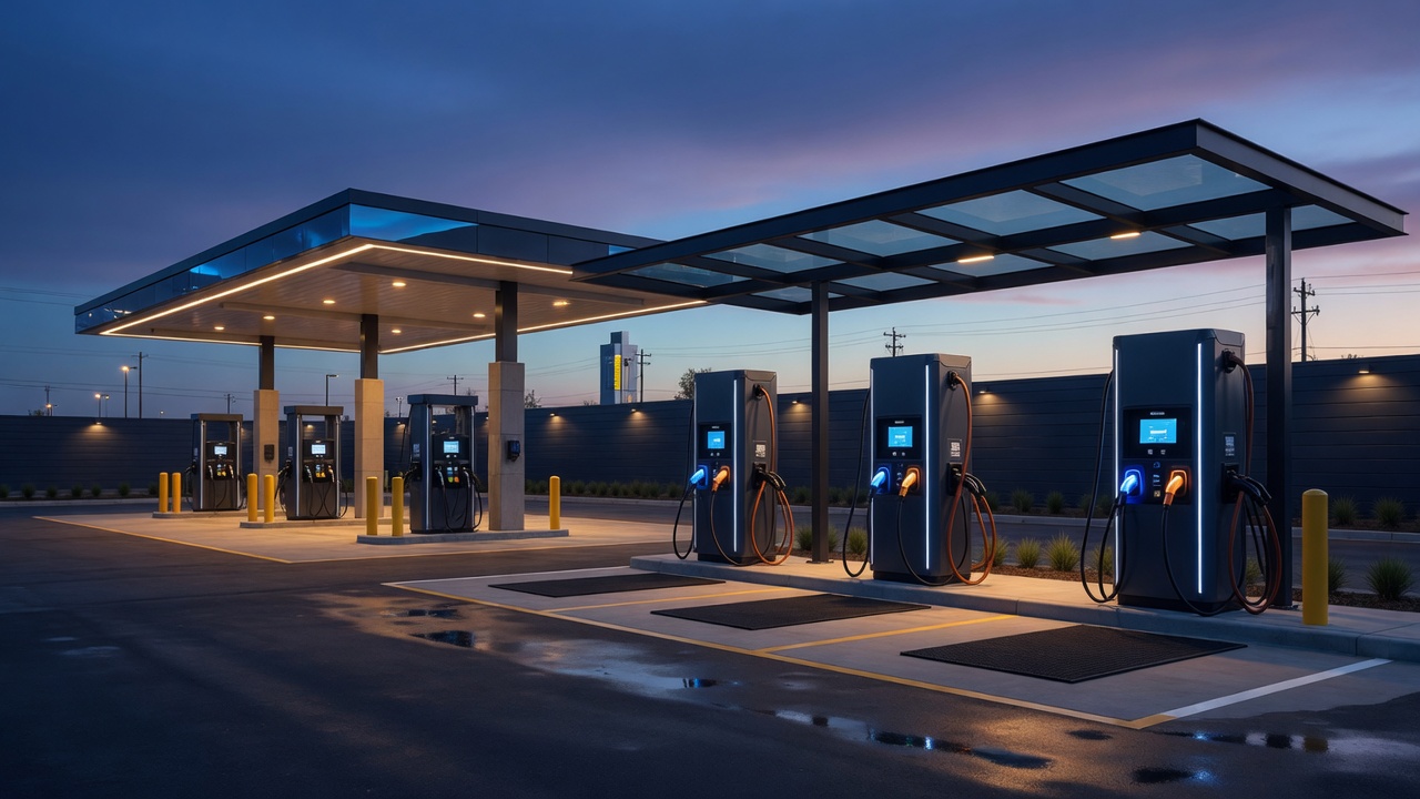 Posto com praça de recarga
